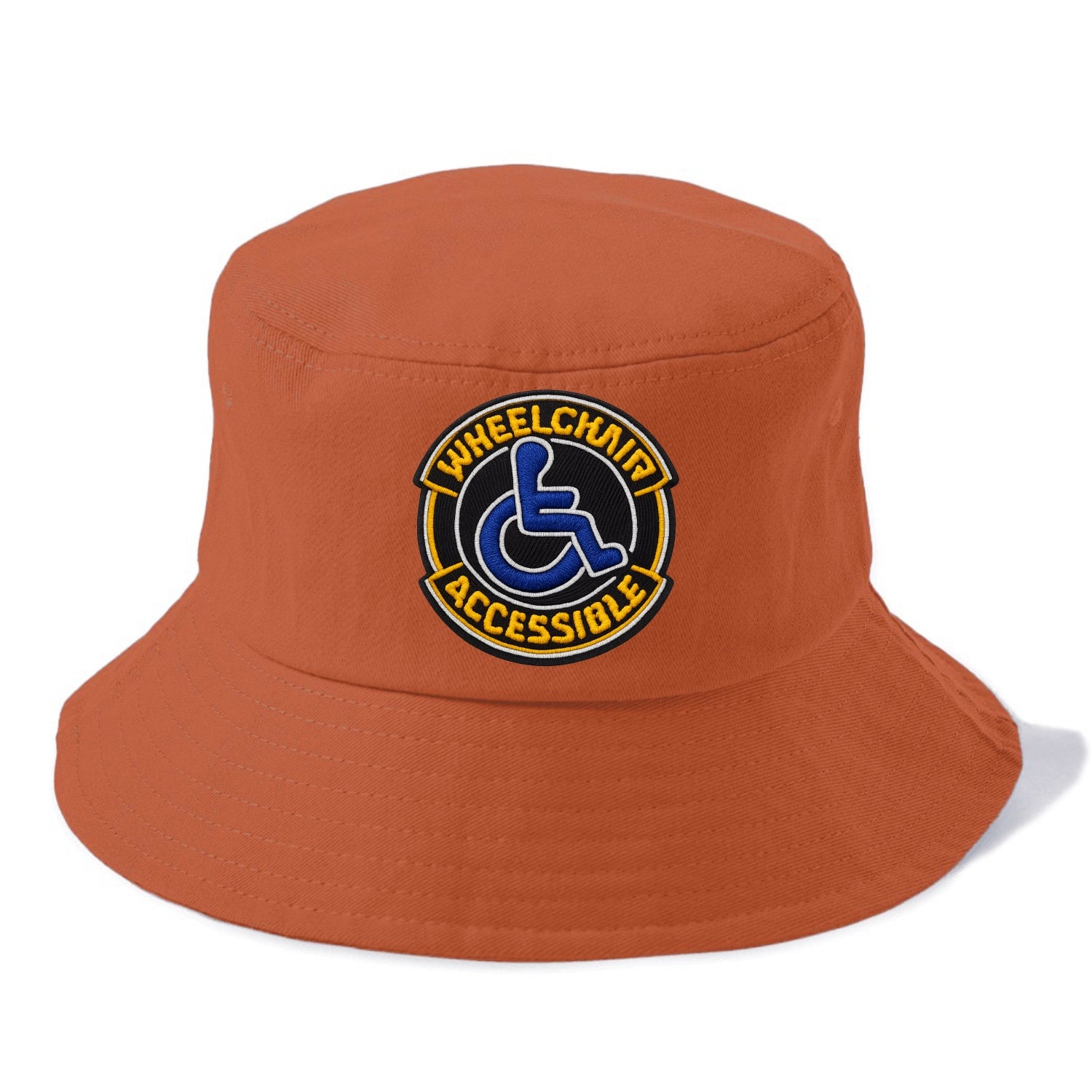 WHEELCHAIR ACCESSIBLE - accessibility symbol in blue , inclusion - Bucket Hat - Red