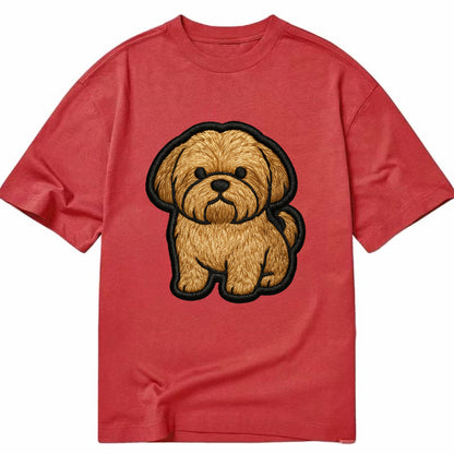 Shih Tzu - Minimalist fluffy design with - Classic T-shirt - Red