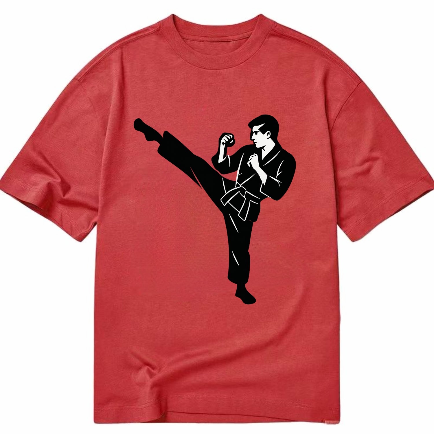 Martial artist performing a high kick - Classic T-shirt - Red