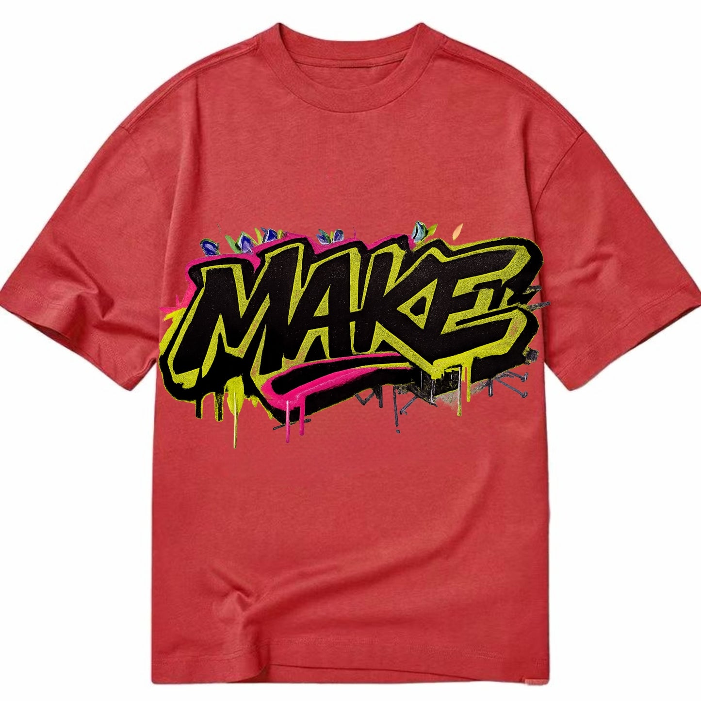 Bold typography design - "MAKE" - creating, producing, doing - Classic T-shirt - Red