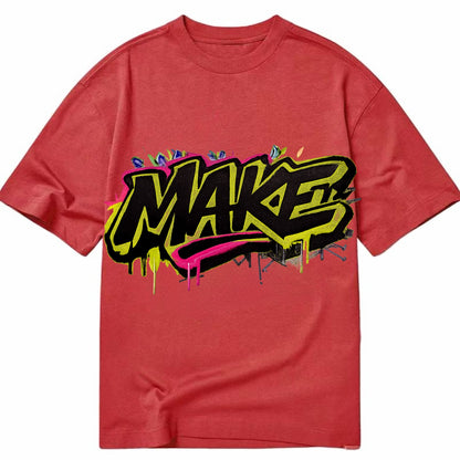 Bold typography design - "MAKE" - creating, producing, doing - Classic T-shirt - Red