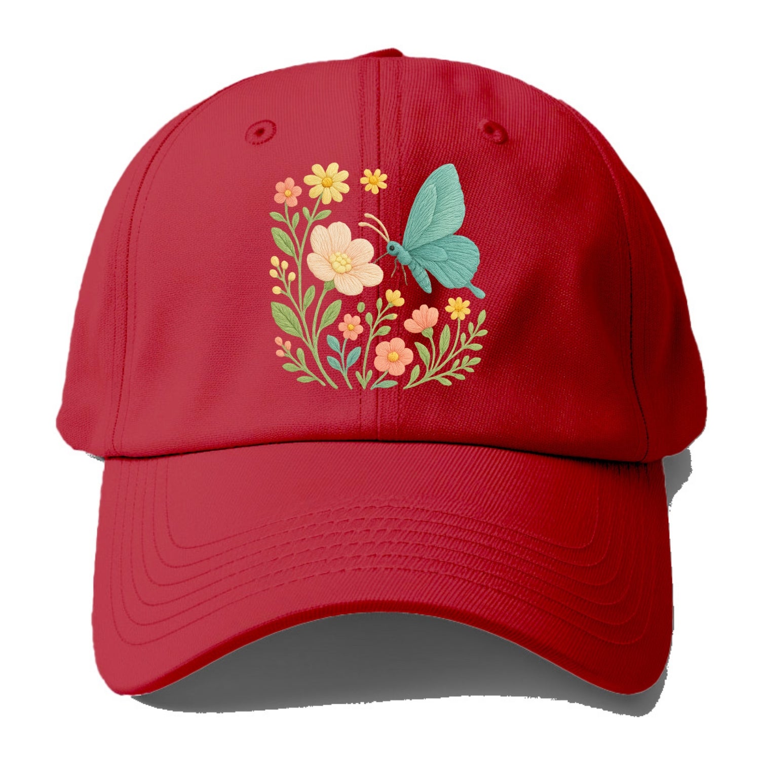 Mint Night Butterfly - Baseball Cap - Red