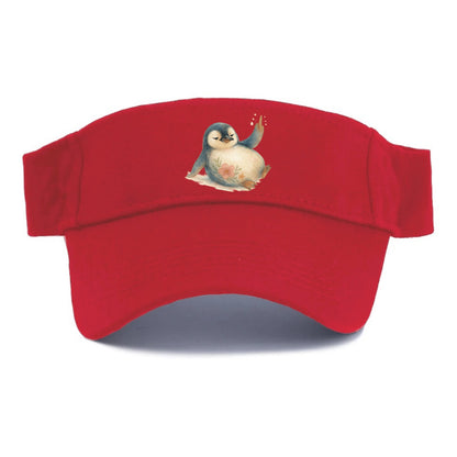 chubby penguin sliding on belly, one flipper up giving attitude - Visor - Red