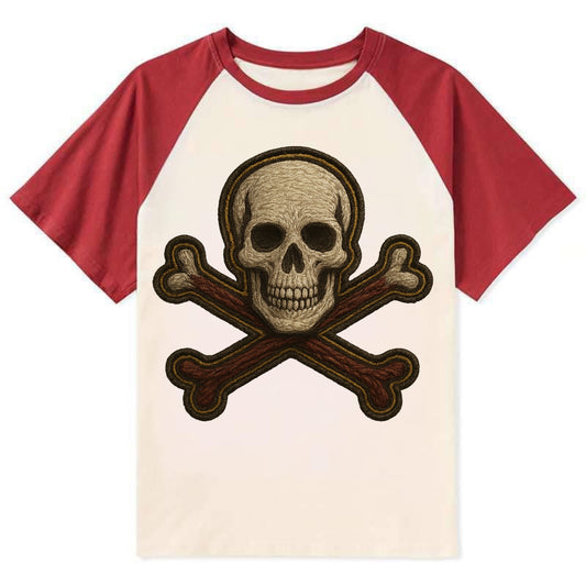 Jolly Roger  - Contrast Raglan T-shirt - Red
