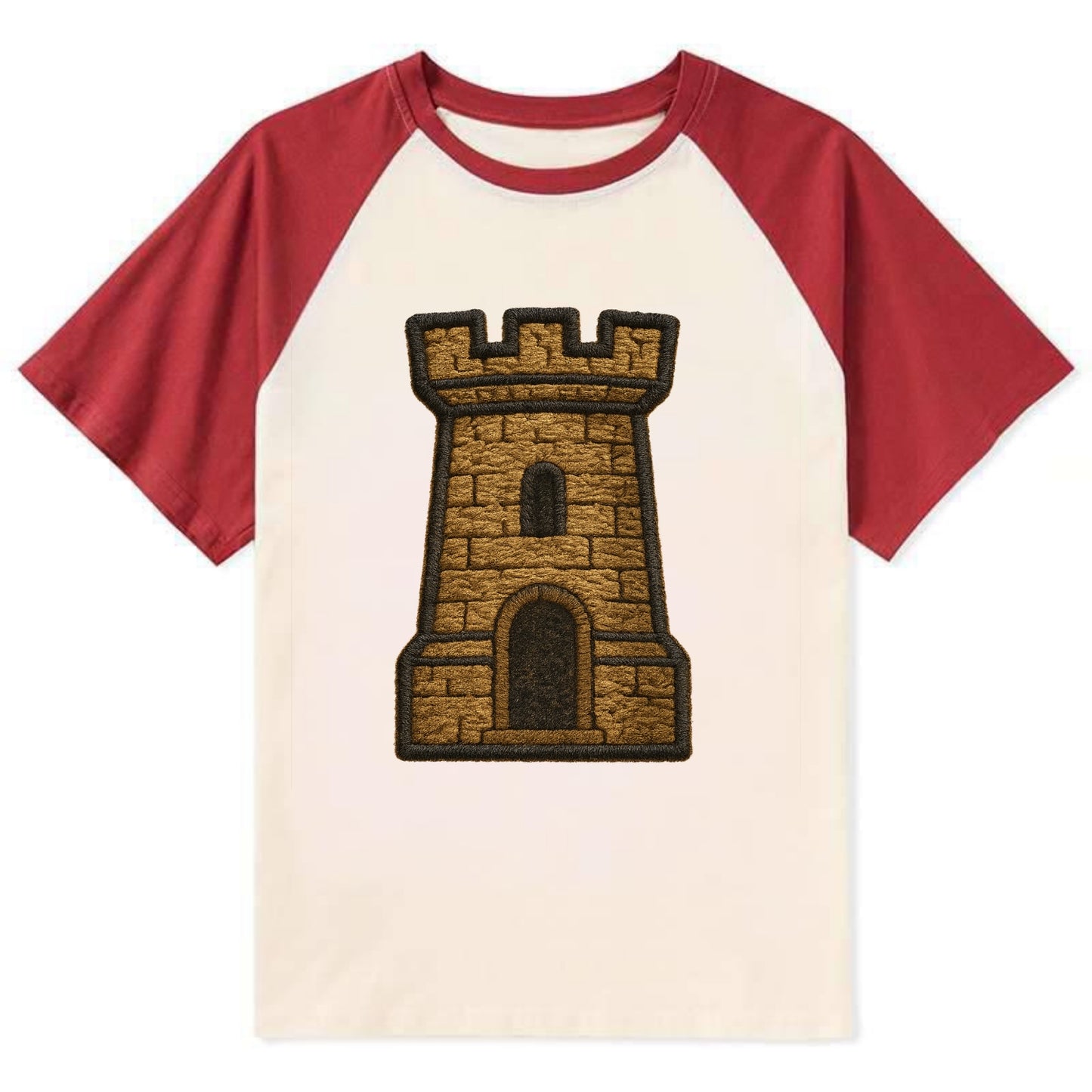 Castle Tower  - Contrast Raglan T-shirt - Red