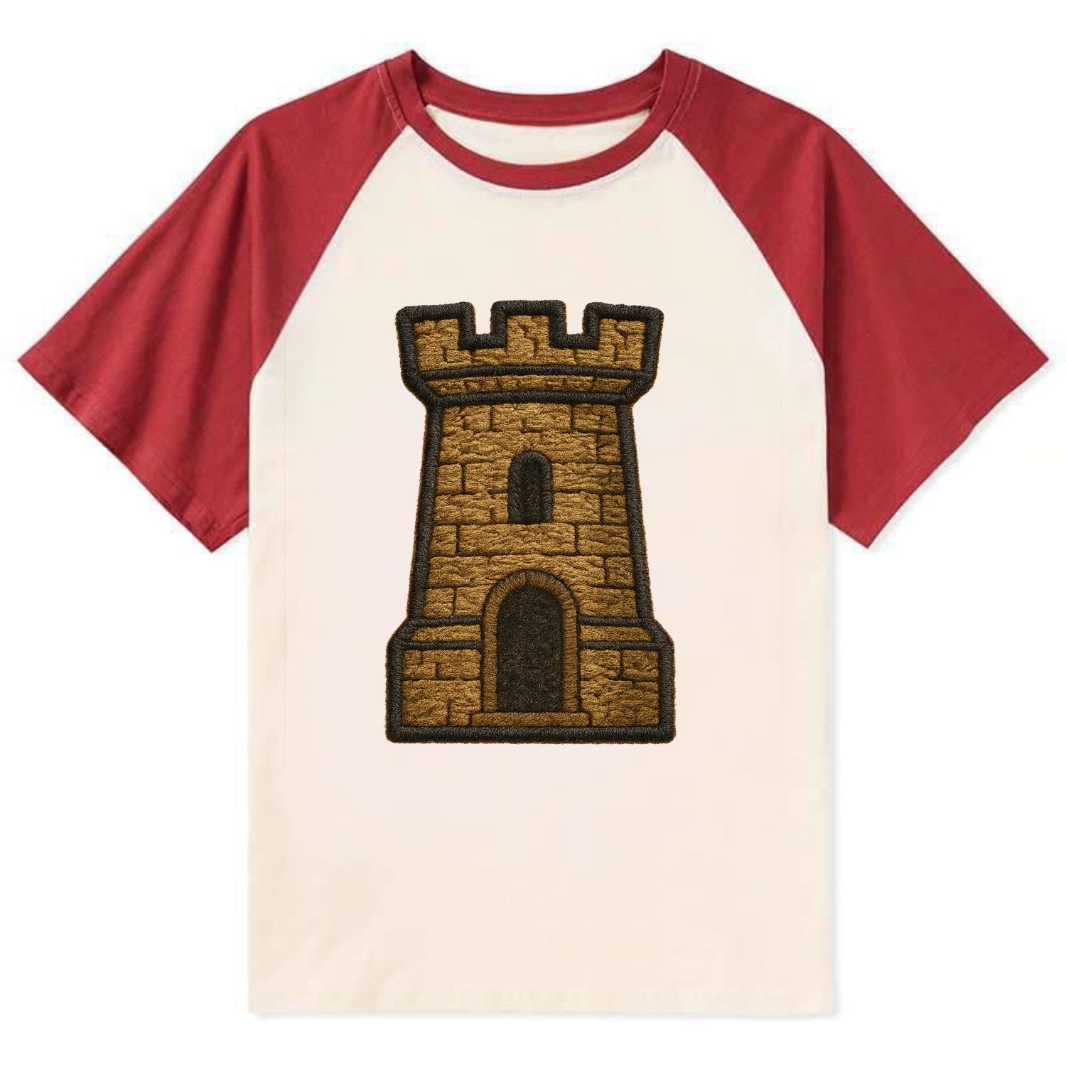 Castle Tower  - Contrast Raglan T-shirt - Red