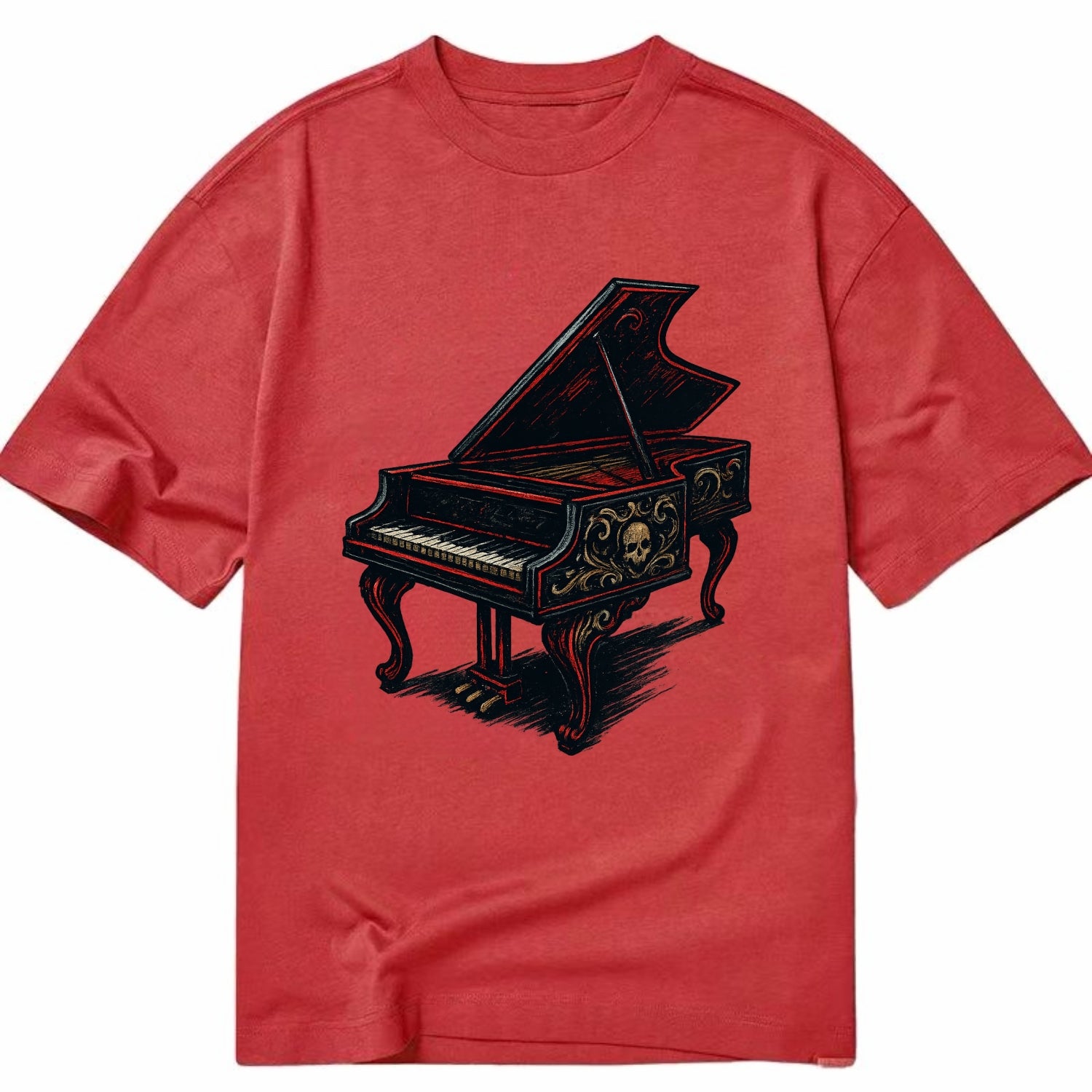 Harpsichord with baroque decorative styling - Classic T-shirt - Red
