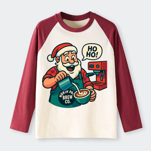 Santa Barista - Raglan Long Sleeve T-Shirt