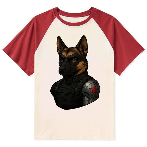 German Shepherd Winter Soldier  - Contra - Contrast Raglan T-shirt