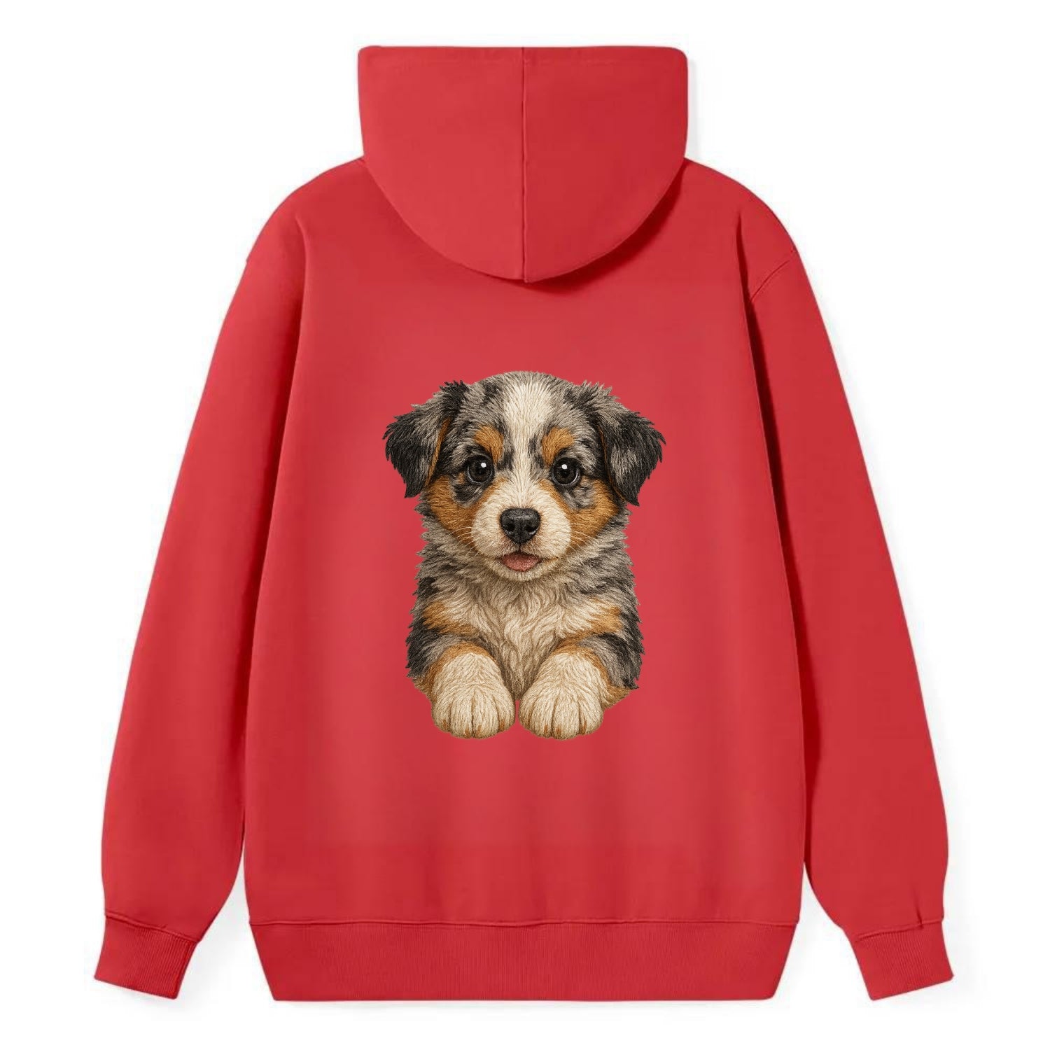 Baby Australian Shepherd Puppy - merle coat, bright eyes, fluffy, - Classic Pullover Hoodie - Red