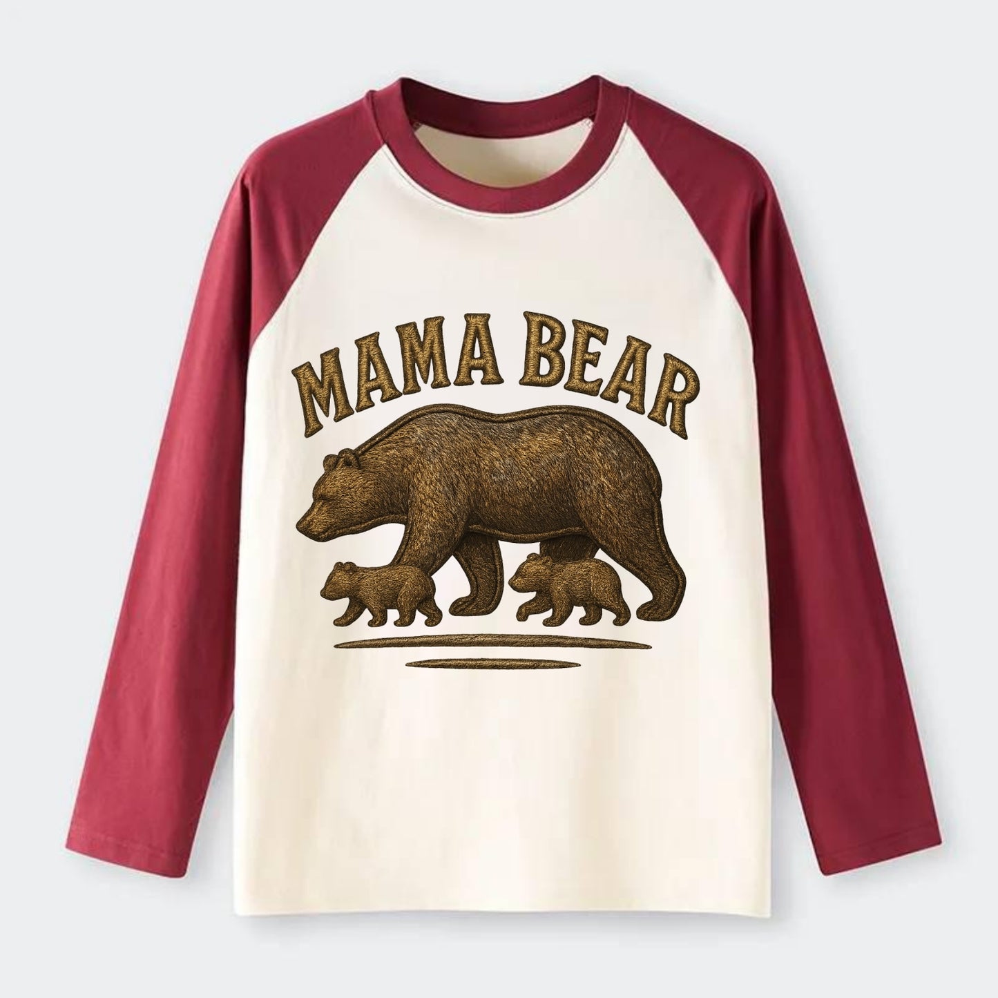 Mama Bear  - Raglan Long Sleeve T-Shirt - Red