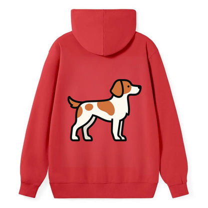 Brittany Spaniel - Orange and white flat side profile - Classic Pullover Hoodie - Red