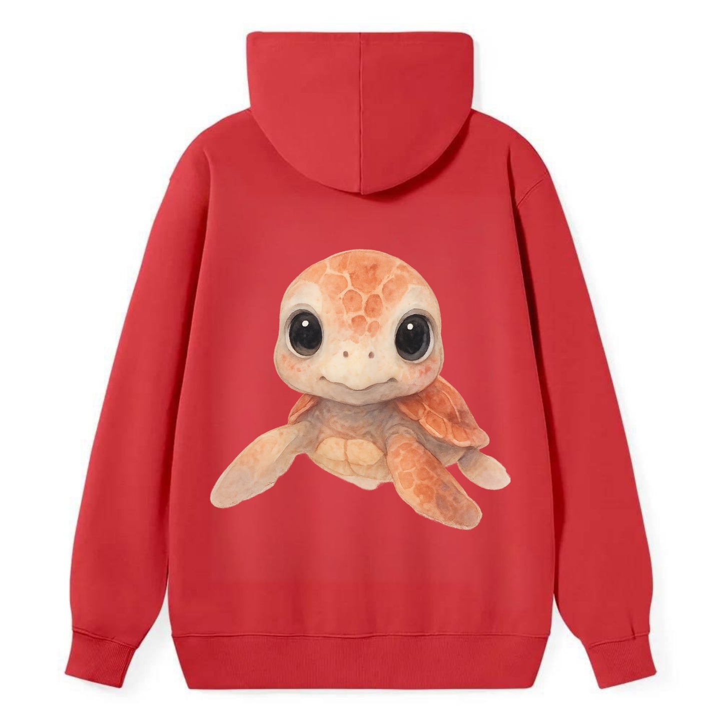 Baby Loggerhead Turtle - reddish-brown shell, big round dark eyes, chunky - Classic Pullover Hoodie - Red