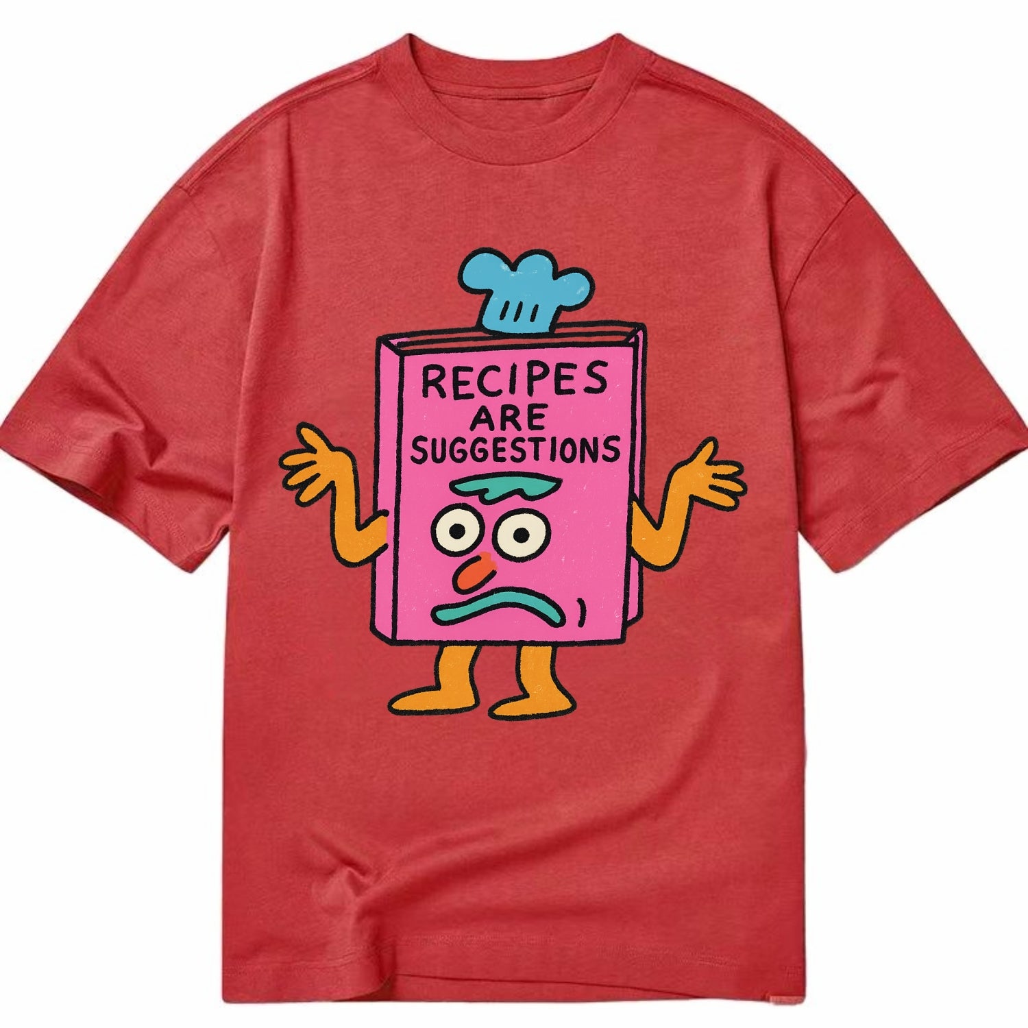 RECIPES ARE SUGGESTIONS | Cookbook shrugging - Classic T-shirt - Red