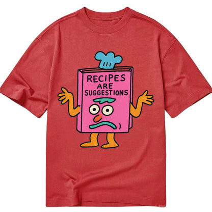 RECIPES ARE SUGGESTIONS | Cookbook shrugging - Classic T-shirt - Red