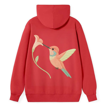 Coral Hummingbird - Classic Pullover Hoodie - Red