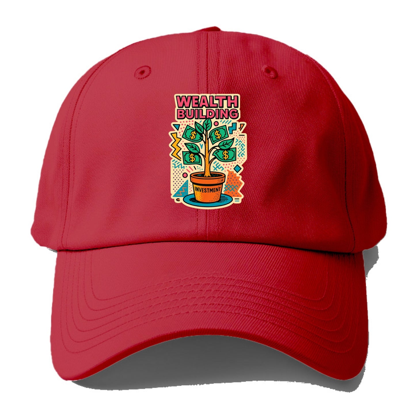 Money tree growing from investment pot - financial independence journey, wealth - Baseball Cap - Red