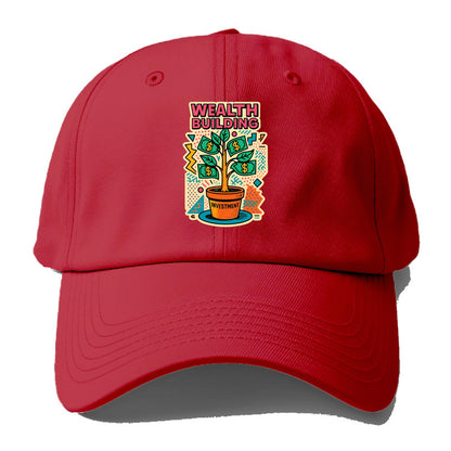 Money tree growing from investment pot - financial independence journey, wealth - Baseball Cap - Red
