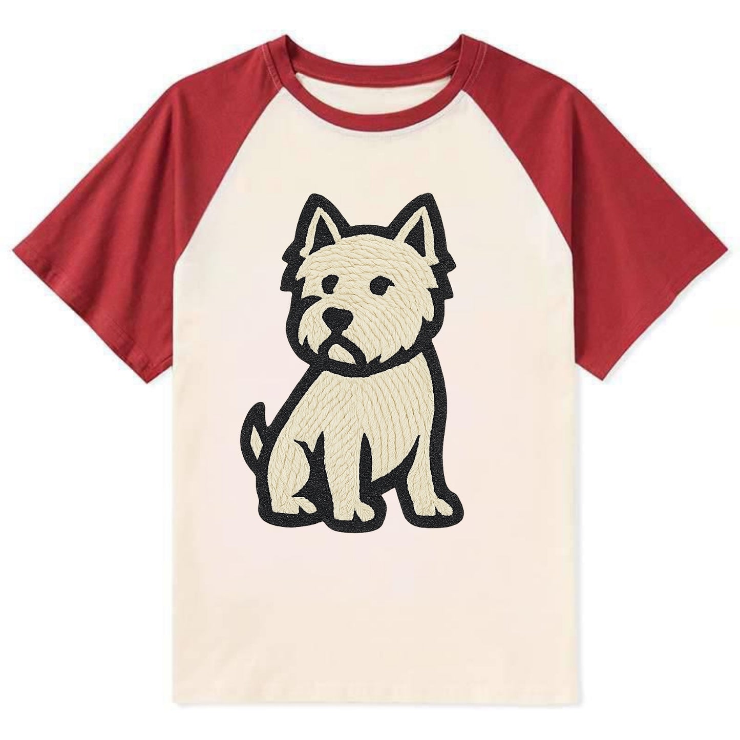 West Highland White Terrier - Alert stan Contrast Raglan T-shirt - Red