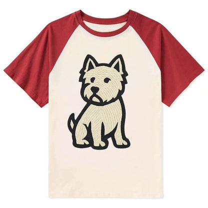 West Highland White Terrier - Alert stan Contrast Raglan T-shirt - Red