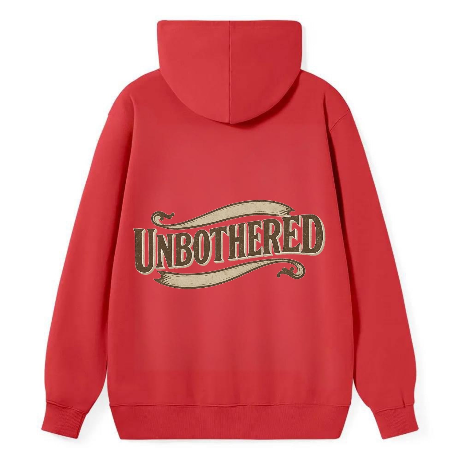 Bold typography design - "UNBOTHERED" - not affected, staying calm - Classic Pullover Hoodie - Red
