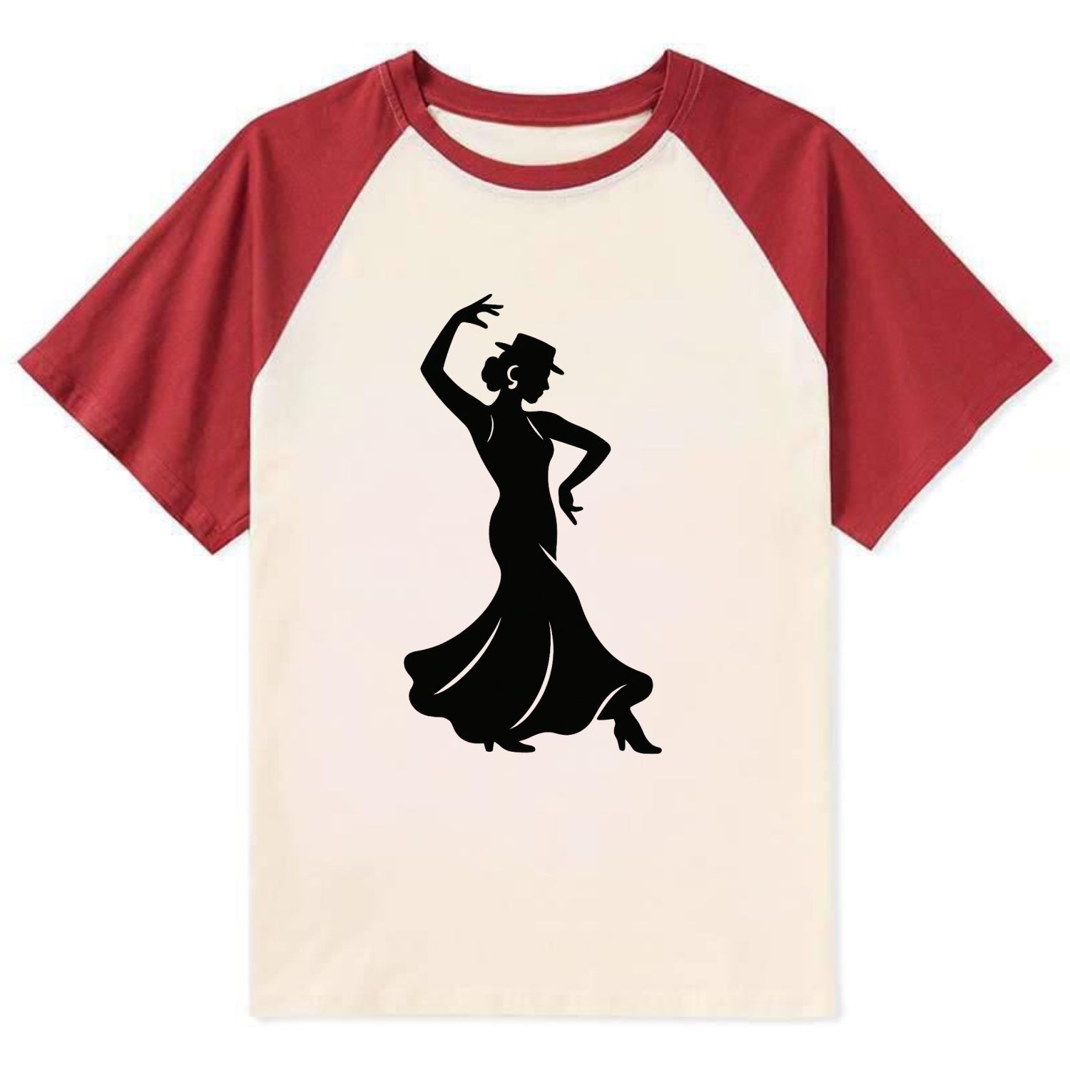 Flamenco dancer passionate stance - Contrast Raglan T-shirt - Red