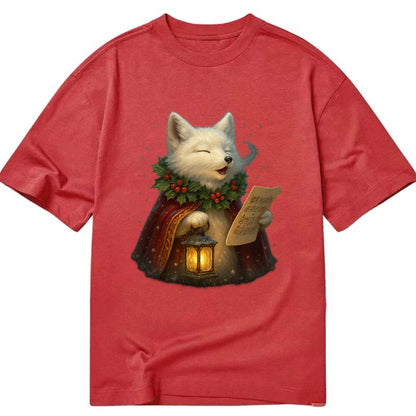 Snowbound Arctic Fox Caroler  - Classic T-shirt - Red