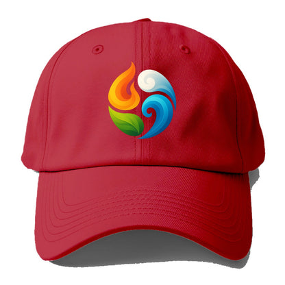 Four Elements Dance - Fire orange, water - Baseball Cap - Red