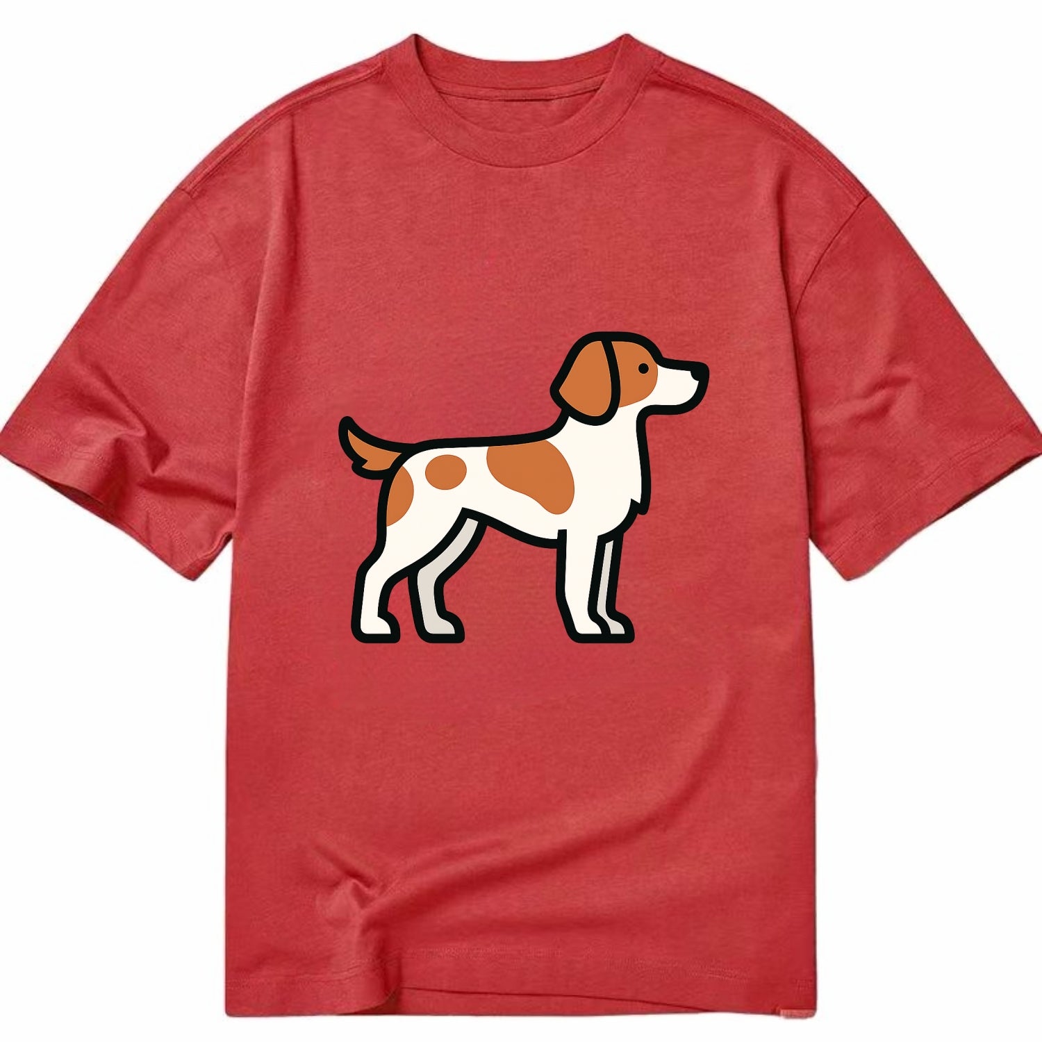 Brittany Spaniel - Orange and white flat side profile - Classic T-shirt - Red