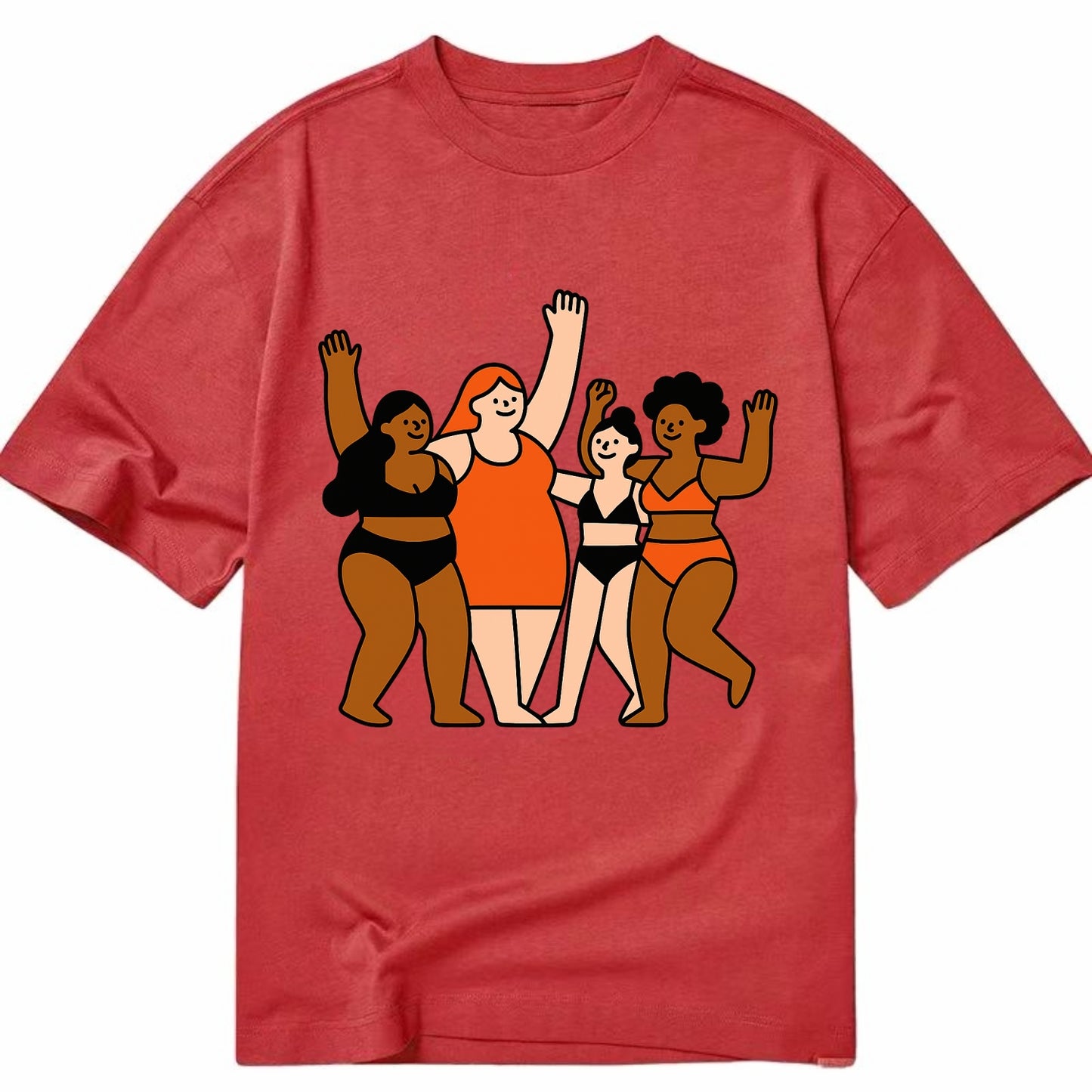 Diverse body types celebrating together - body positivity movement, all bodies - Classic T-shirt - Red