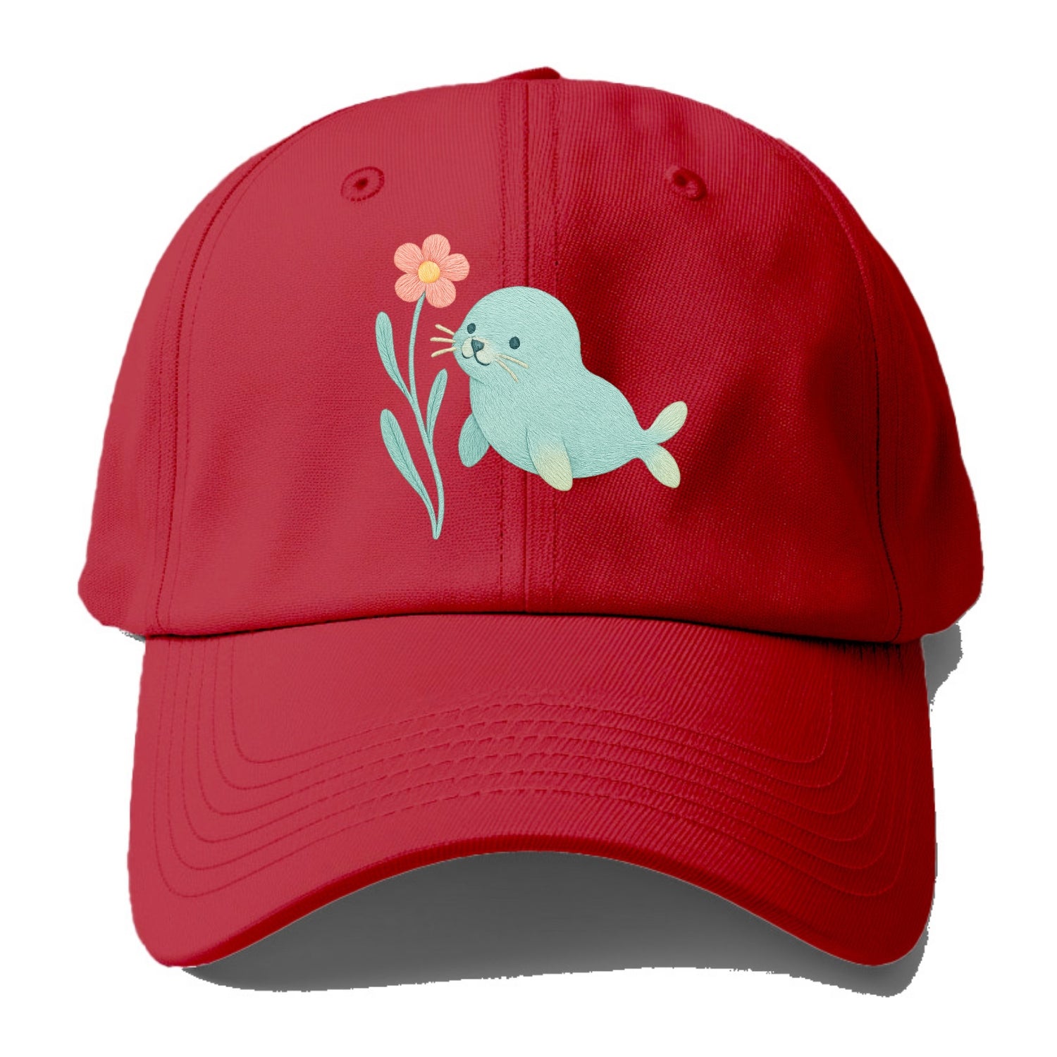 Mint Seal Pup - Baseball Cap - Red