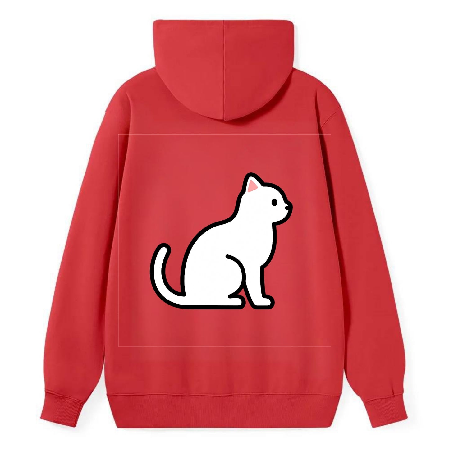 Domestic Shorthair - White classic flat side profile - Classic Pullover Hoodie - Red