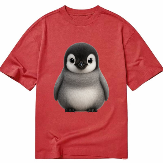 Baby Adelie Penguin - black and white, round body, curious eyes, front-facing, - Classic T-shirt - Red