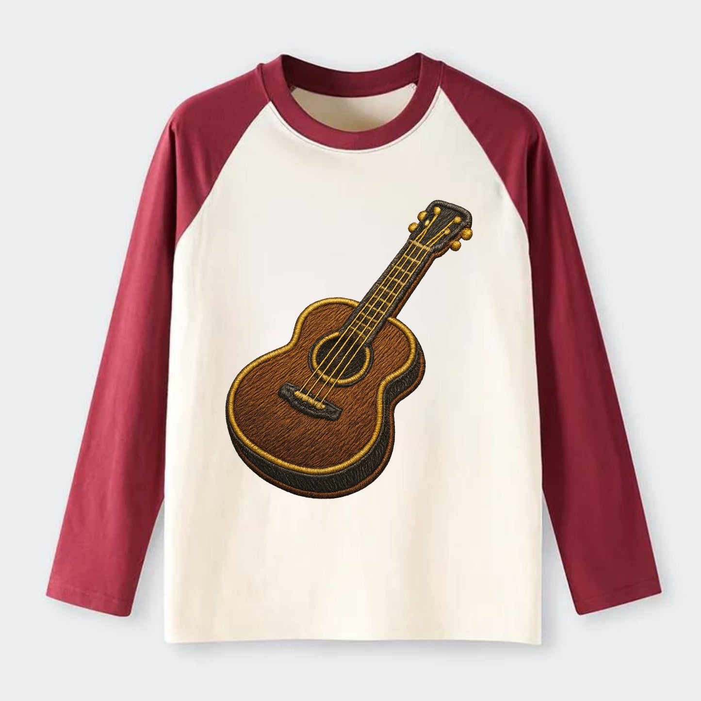 Vintage Guitar  - Raglan Long Sleeve T-Shirt - Red