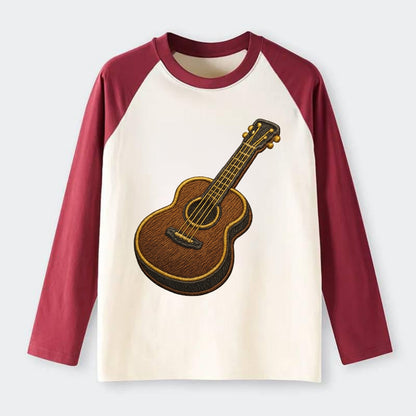 Vintage Guitar  - Raglan Long Sleeve T-Shirt - Red