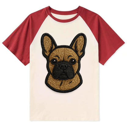 French Bulldog - Modern streetwear style - Contrast Raglan T-shirt - Red