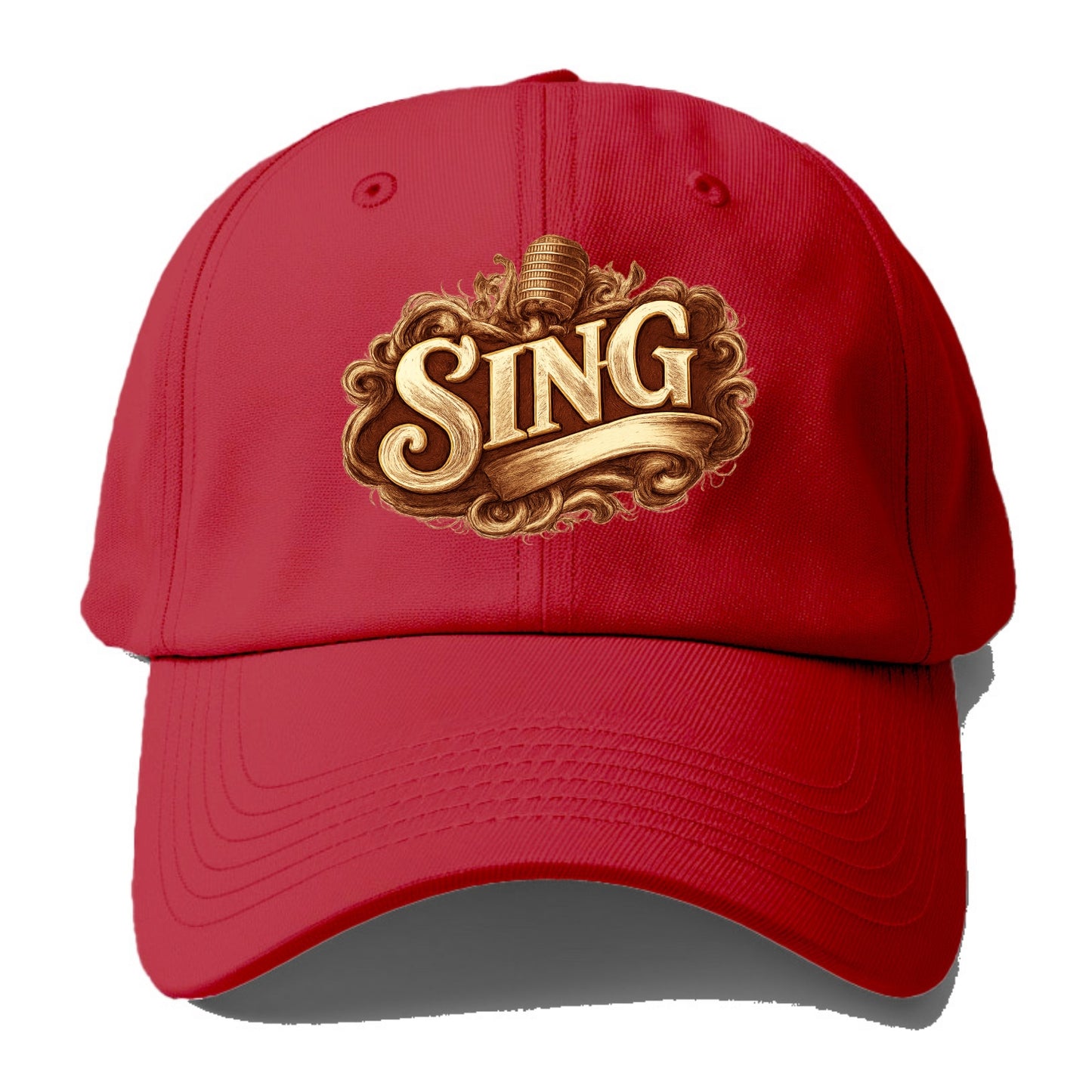 Bold typography design - "SING" - vocal expression, musical soul - Baseball Cap - Red