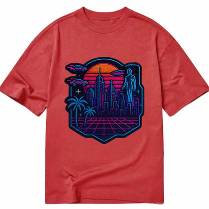 Cyberpunk City - Classic T-shirt - Red