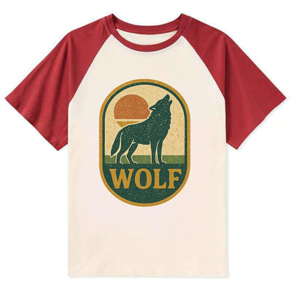Carbon Fiber Wolf  - Contrast Raglan T-shirt - Red