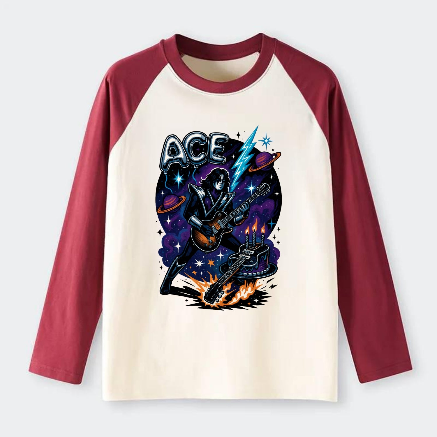 Ace Birthday Celebration - Raglan Long Sleeve T-Shirt - Red