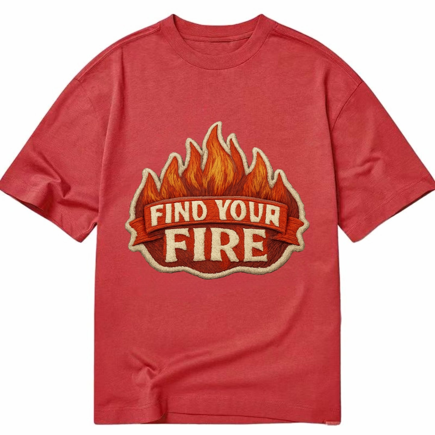 FIND YOUR FIRE - flames with text in orange , passion - Classic T-shirt - Red