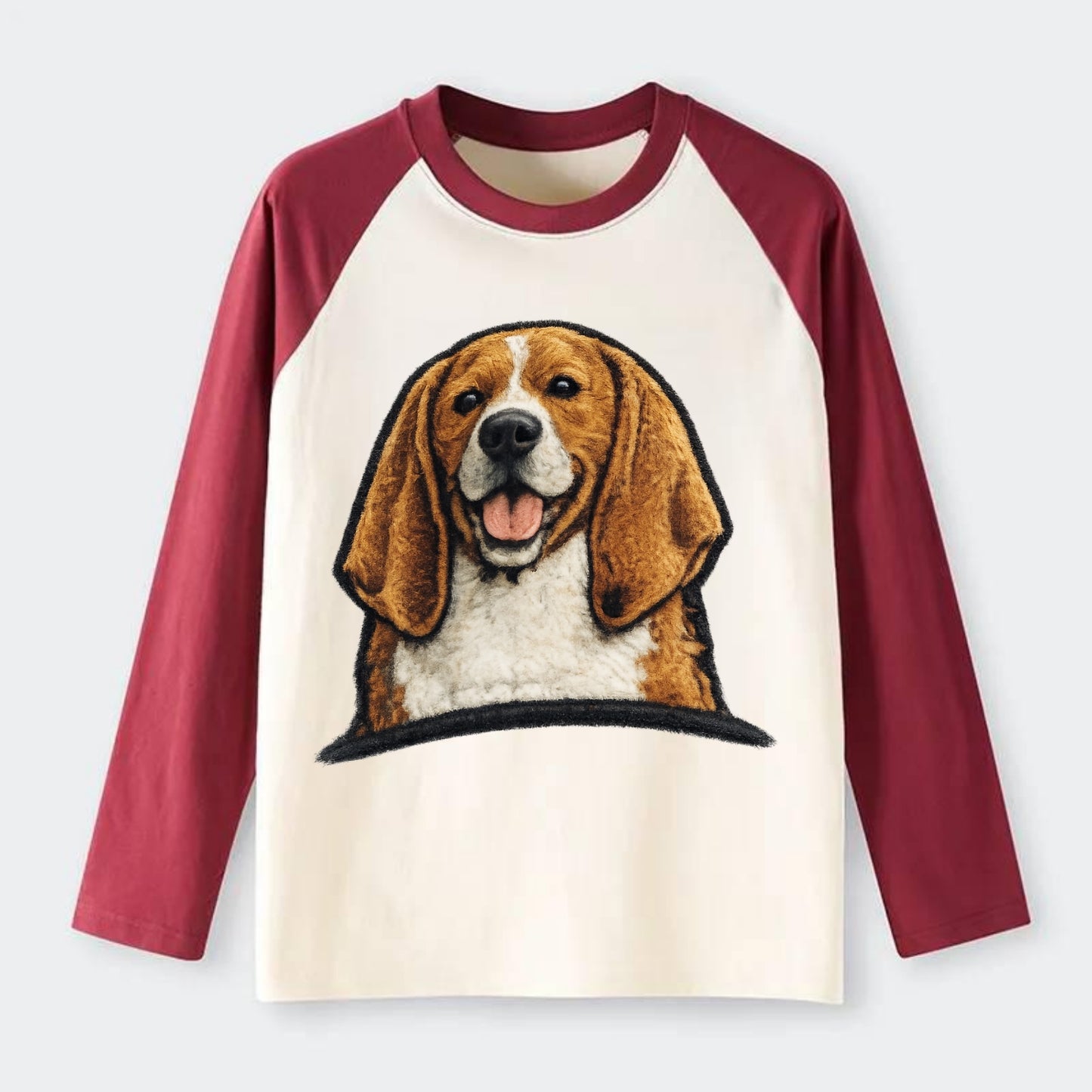Buddy Beagle - Raglan Long Sleeve T-Shirt - Red
