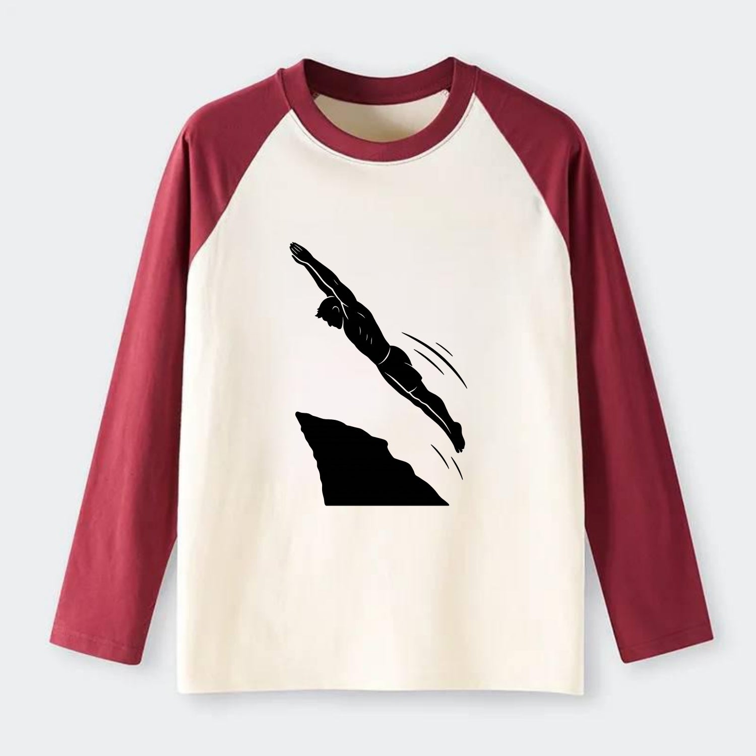 Cliff diver perfect form - Raglan Long Sleeve T-Shirt - Red