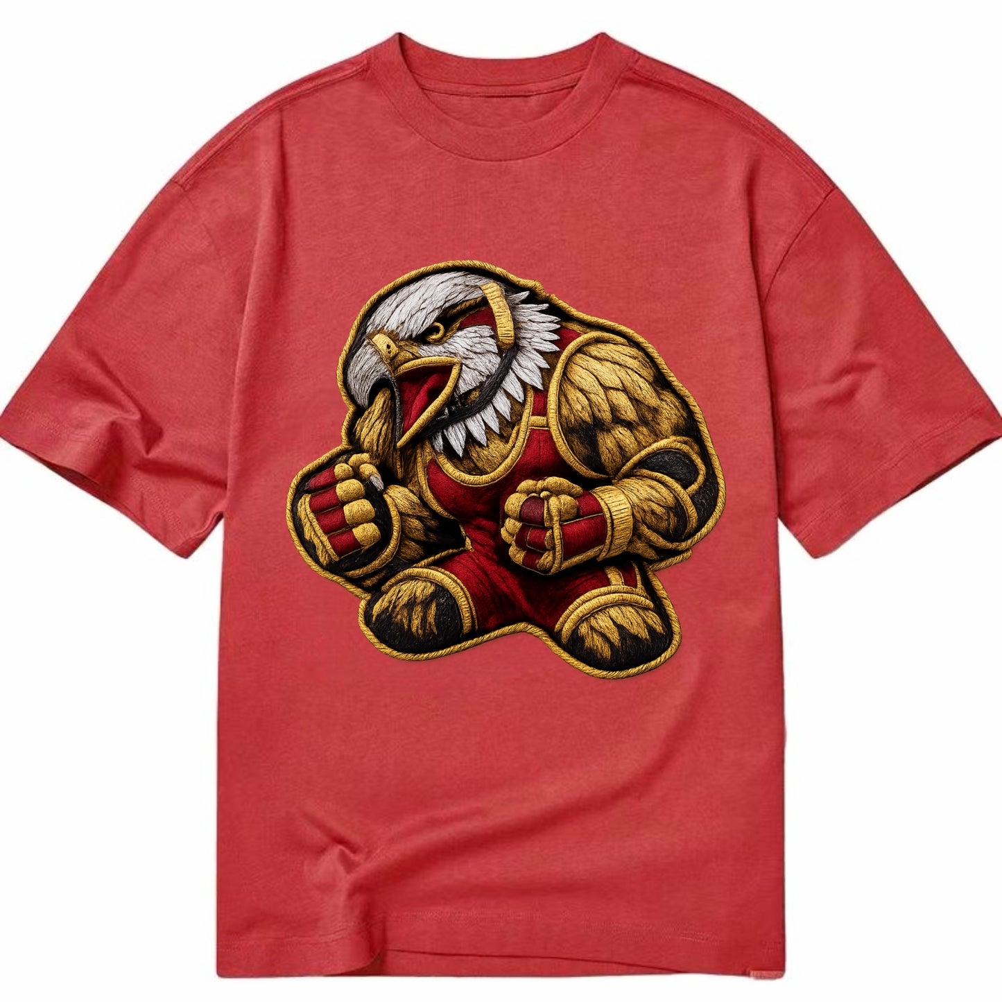 Embroidered patch design - WRESTLING EAGLE - fierce eagle with wrestling singlet - Classic T-shirt - Red