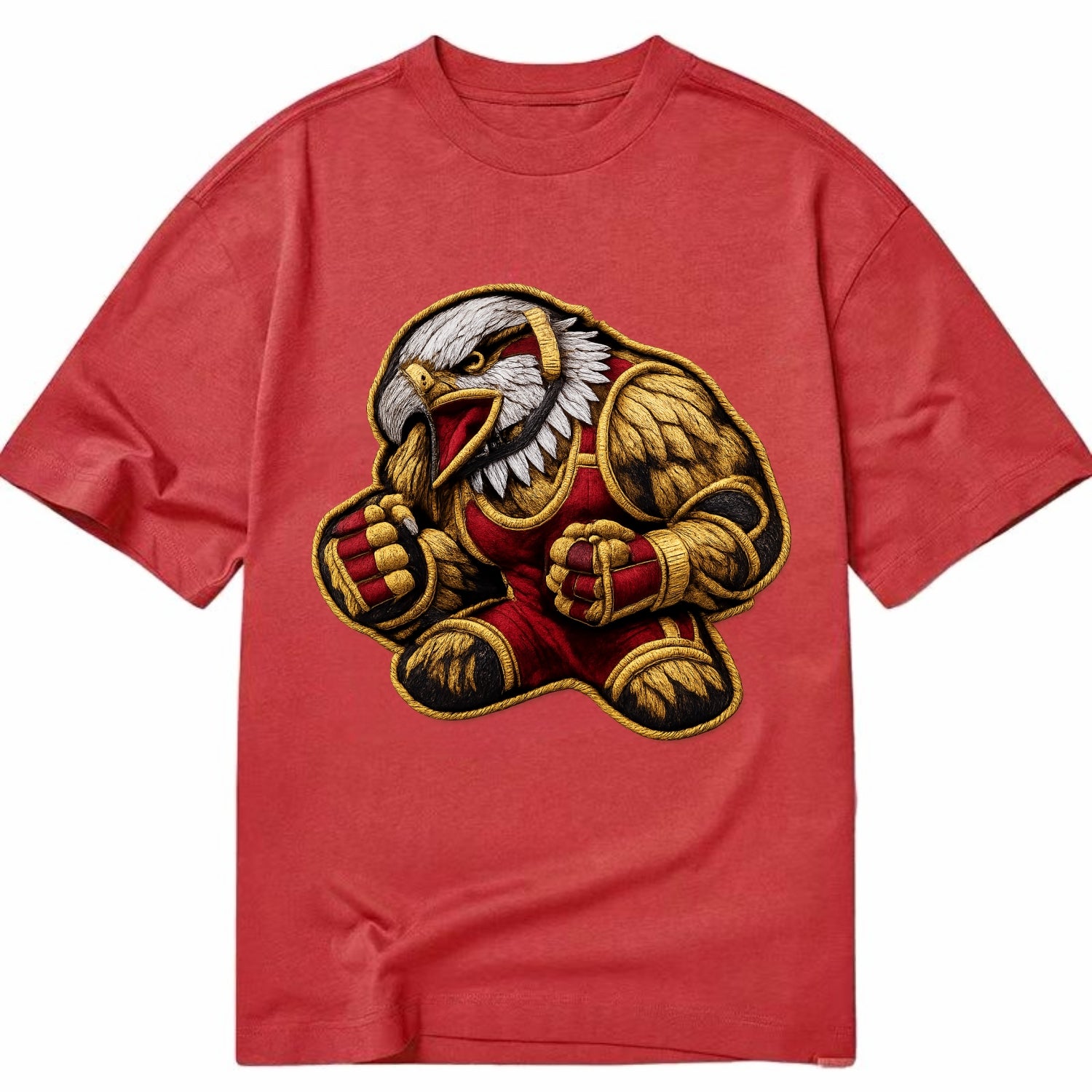Embroidered patch design - WRESTLING EAGLE - fierce eagle with wrestling singlet - Classic T-shirt - Red