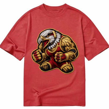 Embroidered patch design - WRESTLING EAGLE - fierce eagle with wrestling singlet - Classic T-shirt - Red
