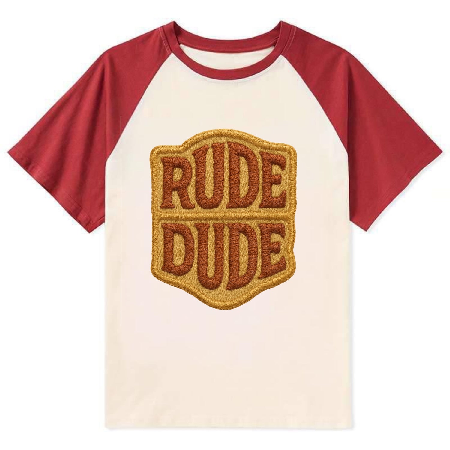 RUDE;DUDE ENERGY Surf Green Trucker - Contrast Raglan T-shirt - Red