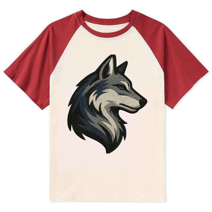 Lone Wolf Wanderer  - Contrast Raglan T-shirt - Red