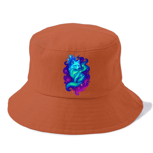 Ethereal arctic fox with fur that transforms into crystal formations, northern lights - Bucket Hat