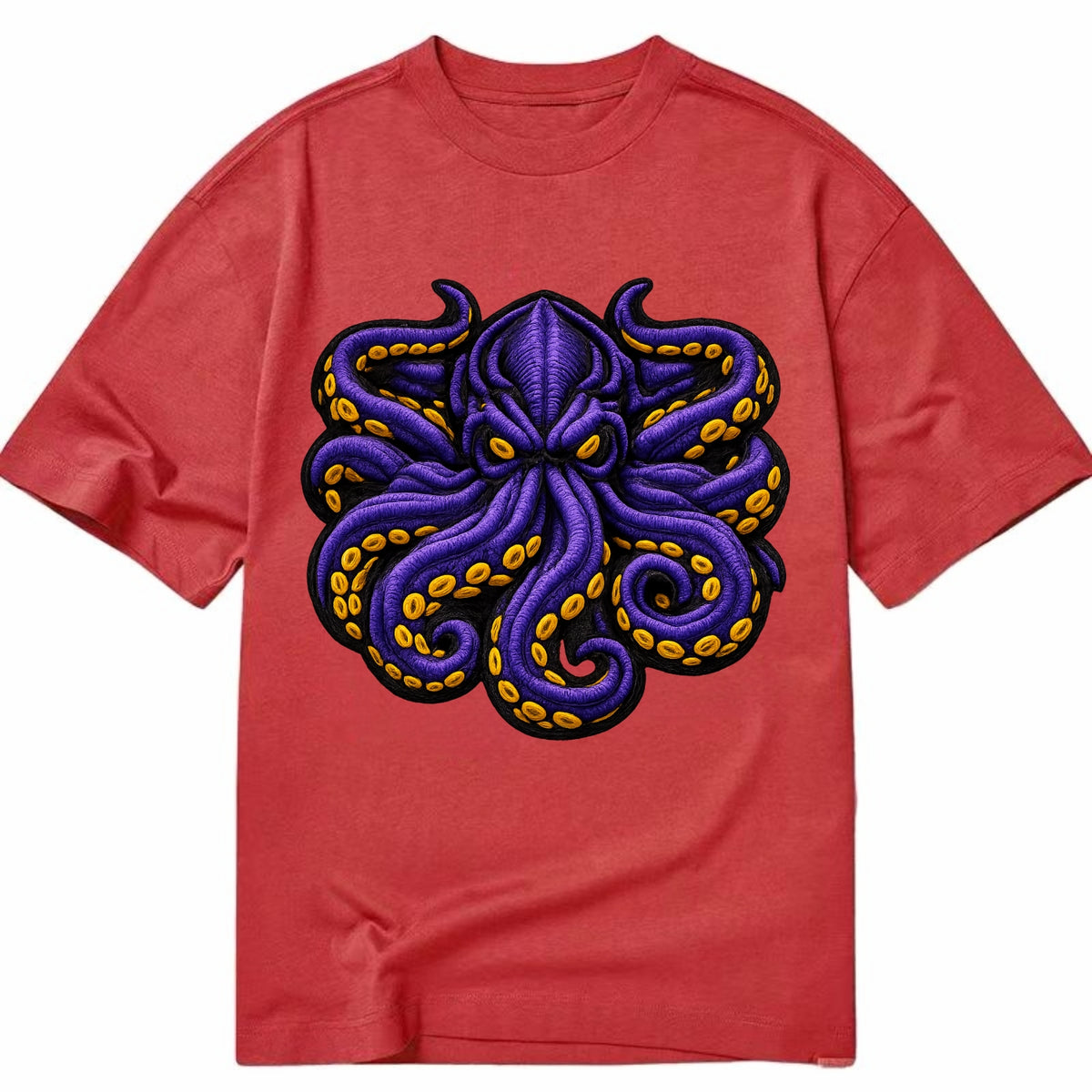 KRAKEN TENTACLES - sea monster in purple and black , deep sea - Classic T-shirt - Red